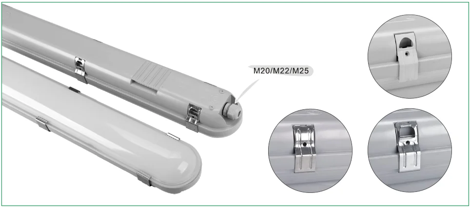 DLC UL Listed 4FT 5FT 6FT 60 Watts 80Watts 130LM/W 3CCT Tunable 0-10V Dimmable LED Vapor Tight LED Triproof Light