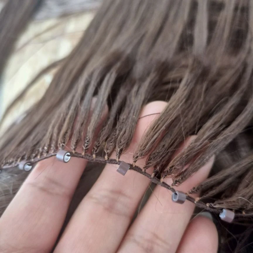 New100% Chinese/russian virgin cuticle human hair most invisible feather weft hair extensions hair vendors with nano micro bead