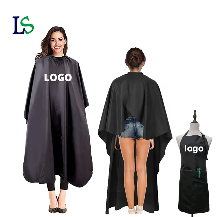 Hair Cutting Gown Waterproof Hairdresser Barber Salon Stylist Custom With Logo Black Aprons And Capes