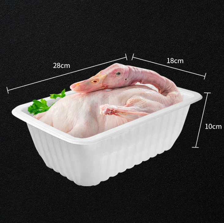 Подгонянная упаковка для свежего мяса герметичная коробка курицы пластиковая лоток хранения еды белый одноразовый блистер фрукты