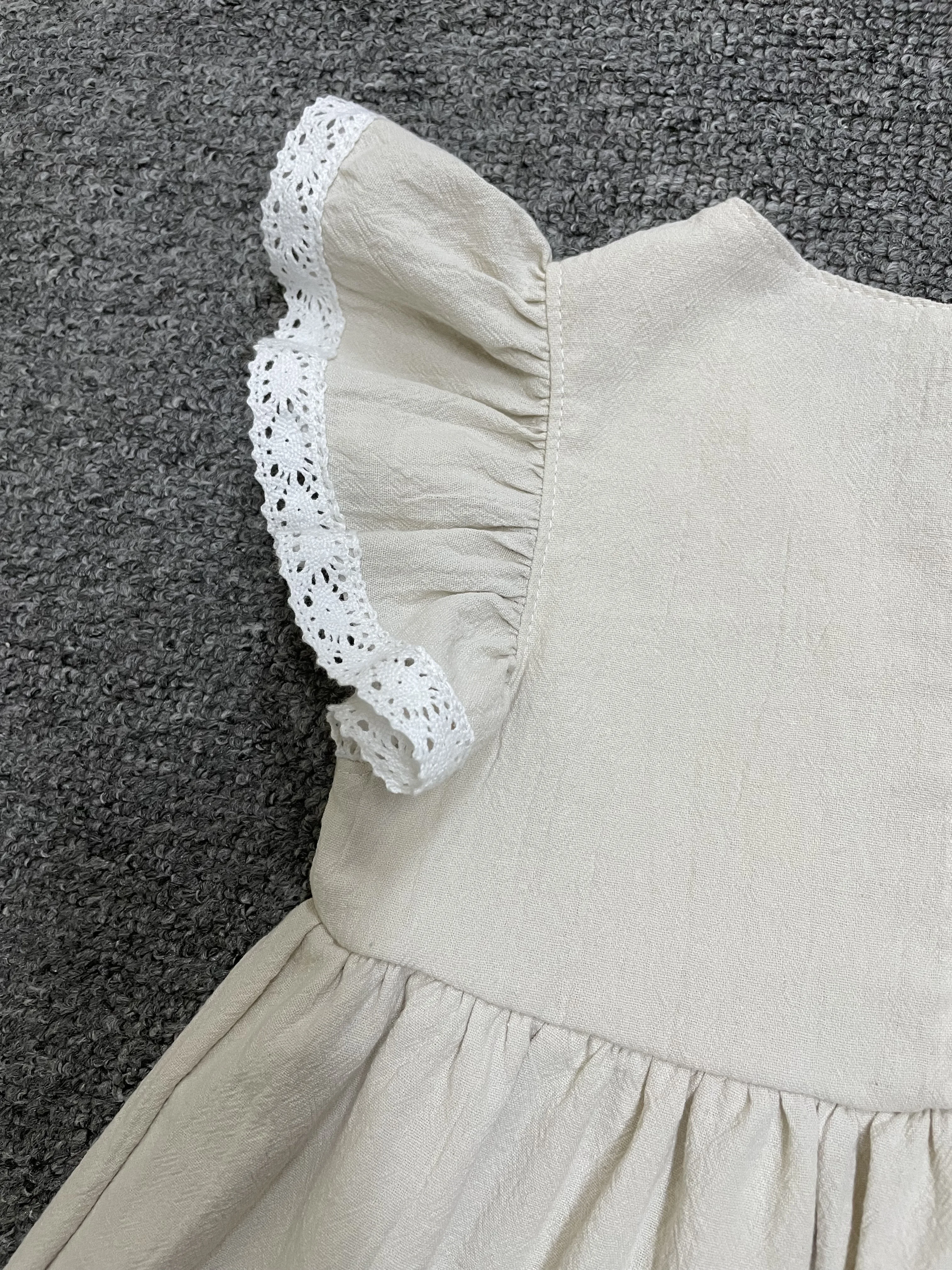 2018 Wholesale children dresses long sleeve kids linen dresses baby girls dresses