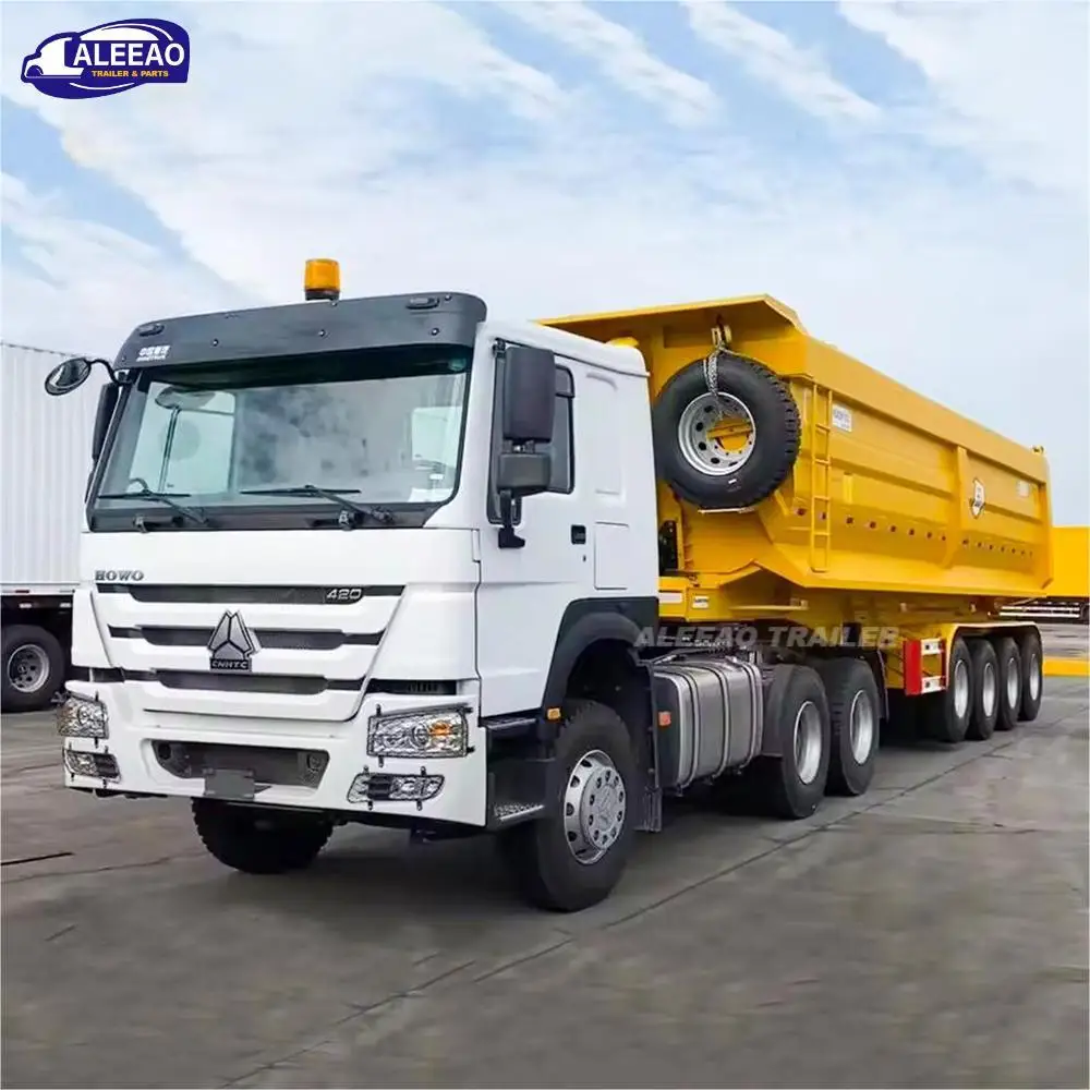 Heavy Duty 3 4 5 Axle 60 80 Tons 40 45 Cubic Meters Rear Dump Trailer End Dumper Tipper Semi Trailer with Hydraulic