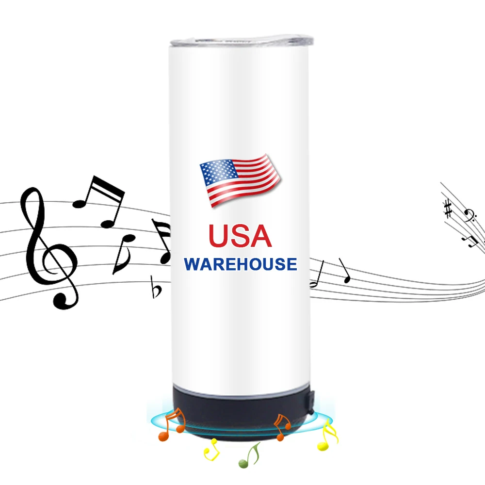 USA Warehouse smart sublimation blanks stainless steel music cup USB wireless 20oz speaker tumbler wholesale