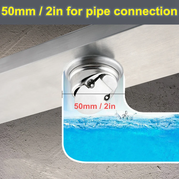 24 Inches 60x8CM Matte Black 304 Stainless Steel Concealed Tile Insert Linear Shower Drain Invisible Ceramic Tile Trench Drain