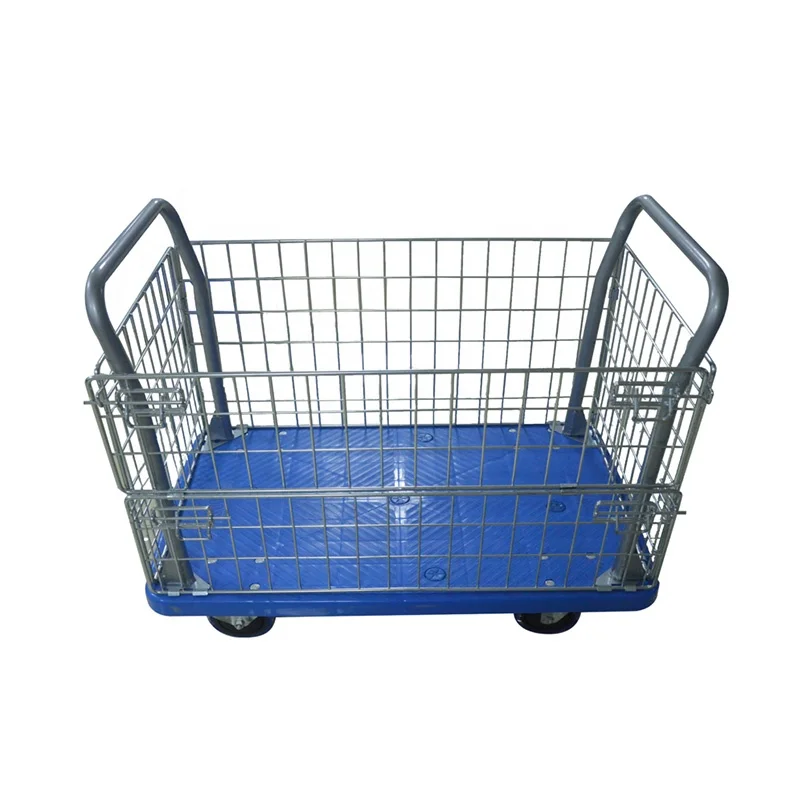 300kg transport industrial cargos workshop warehouse storage four wheels mesh wire trolleys