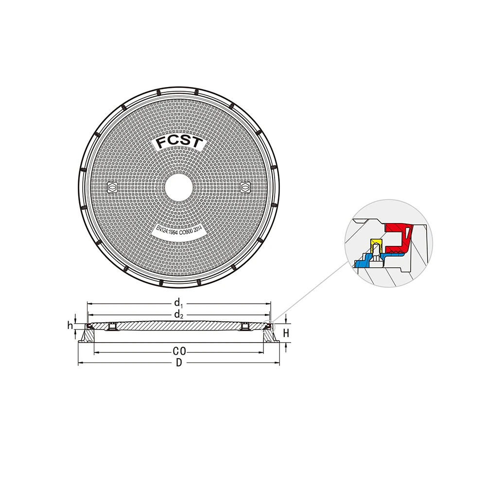 FCST-D400-SMC02 manhole frame and clark drain cover chamber cover price for sale