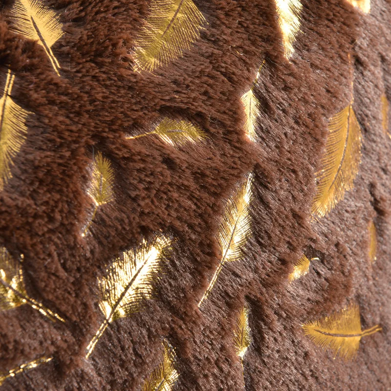 Wholesale Faux Fur Gold Feathers Gilding Throw Cushion Cover Soft Plush Fuzzy Cozy Home Decor Pillow Case 18x18 Inch For Sofa