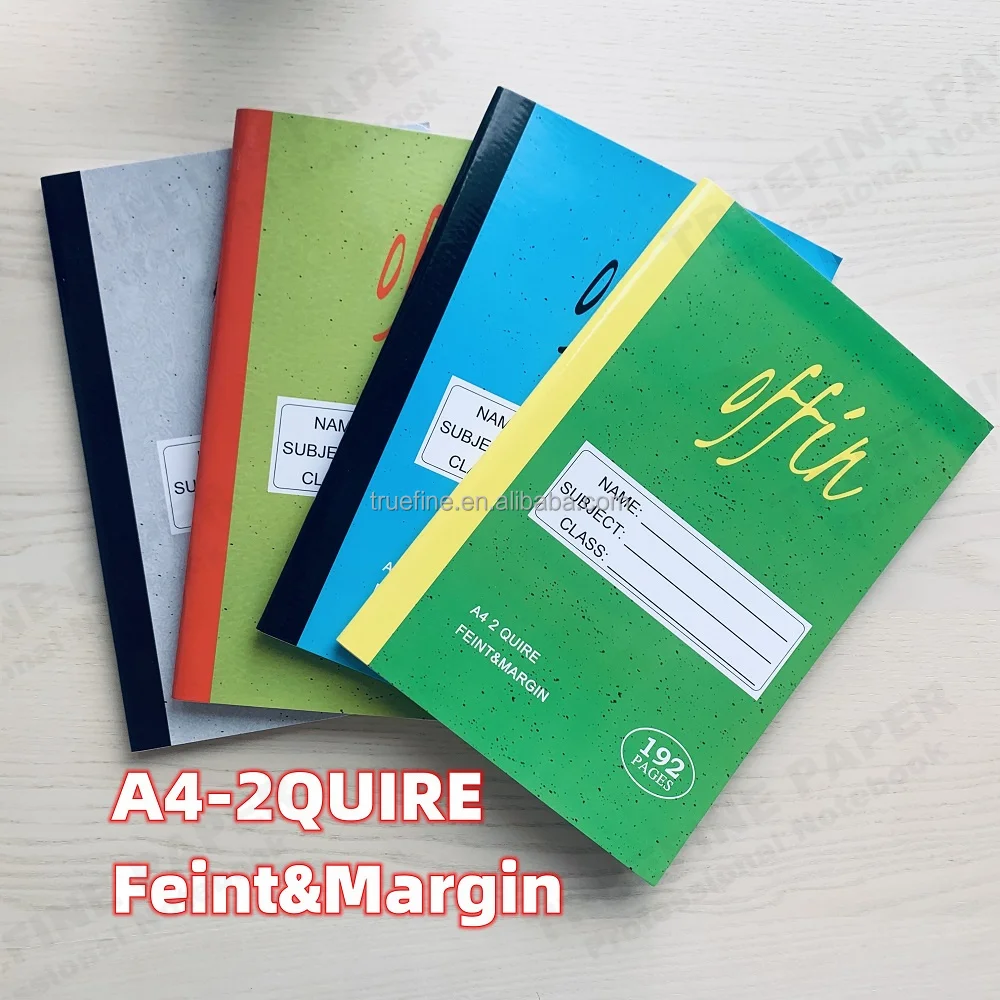 A4 2Q 192Pages Counter Book Feint & Margin Sew Binding 2Q Hardcover Notebook And Exercises Books