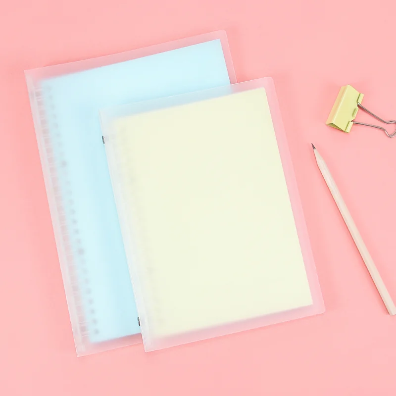 Waterproof PP plastic soft cover A5 B5 loose leaf notebook with line pages printing