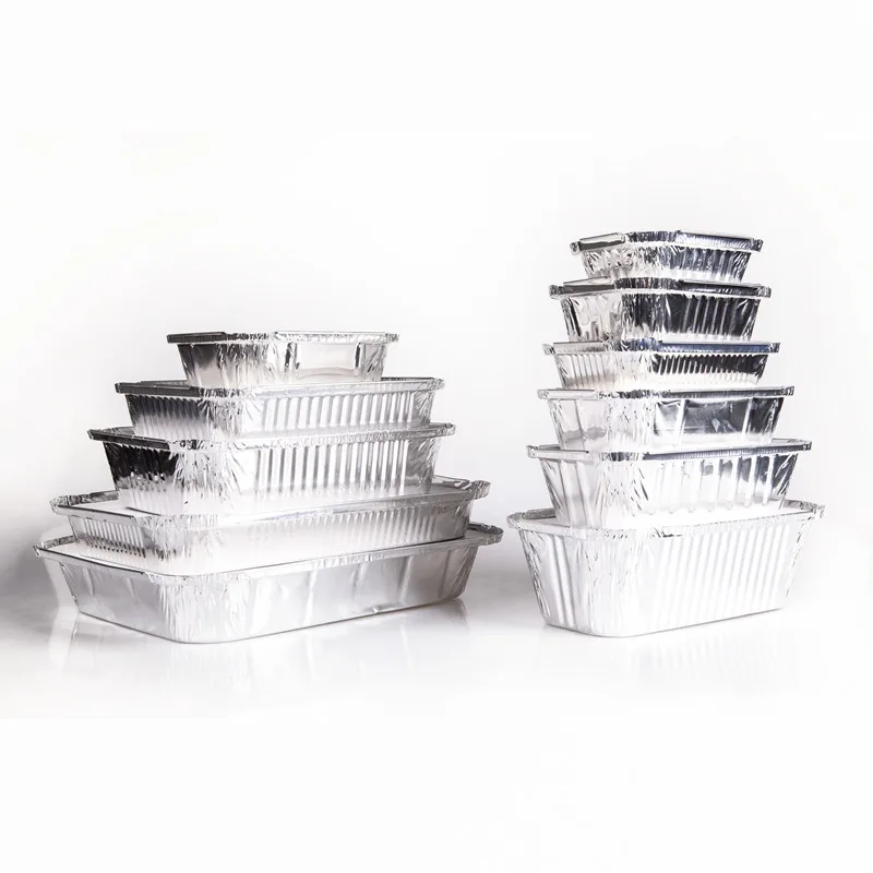 China manufacturer  12 inch Food grade disposable rectangular tin foil container 1800ml aluminum foil disposable plates