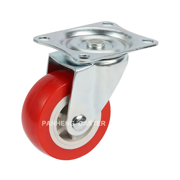 Good Quality Light Duty Flat Rigid Red PVC Caster Wheel