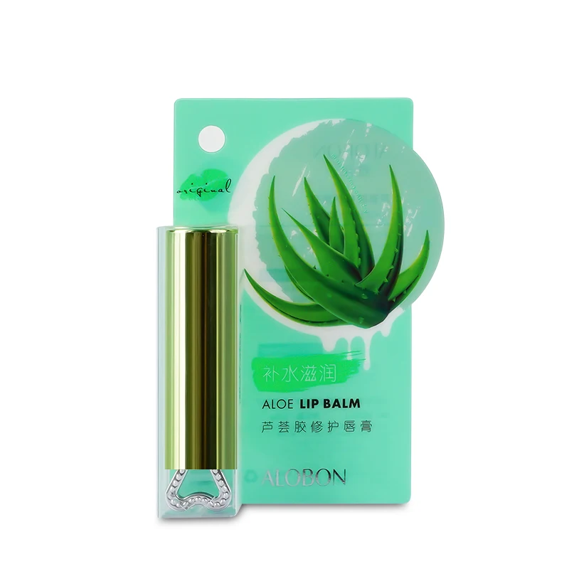 Alobon Moisturize Vegan Natural Vegan Soft Moisturizing Glossy Nude Aloe Vera Repair Chapstick Lip Balm