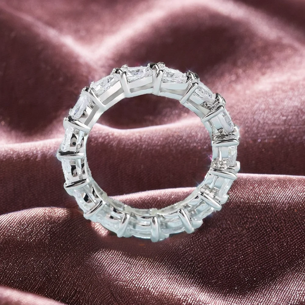Lab Grown 6ctw Synthetic Diamond Eternity Band Ring Heart Cut Platinum for Unisex Wedding Party Engagement Gift for Girlfriend