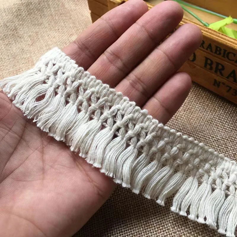 High Quality Garment Accessories Custom 3.5CM Boho Macrame Cotton Lace Trim For Clothing Curtain Diy Decorative