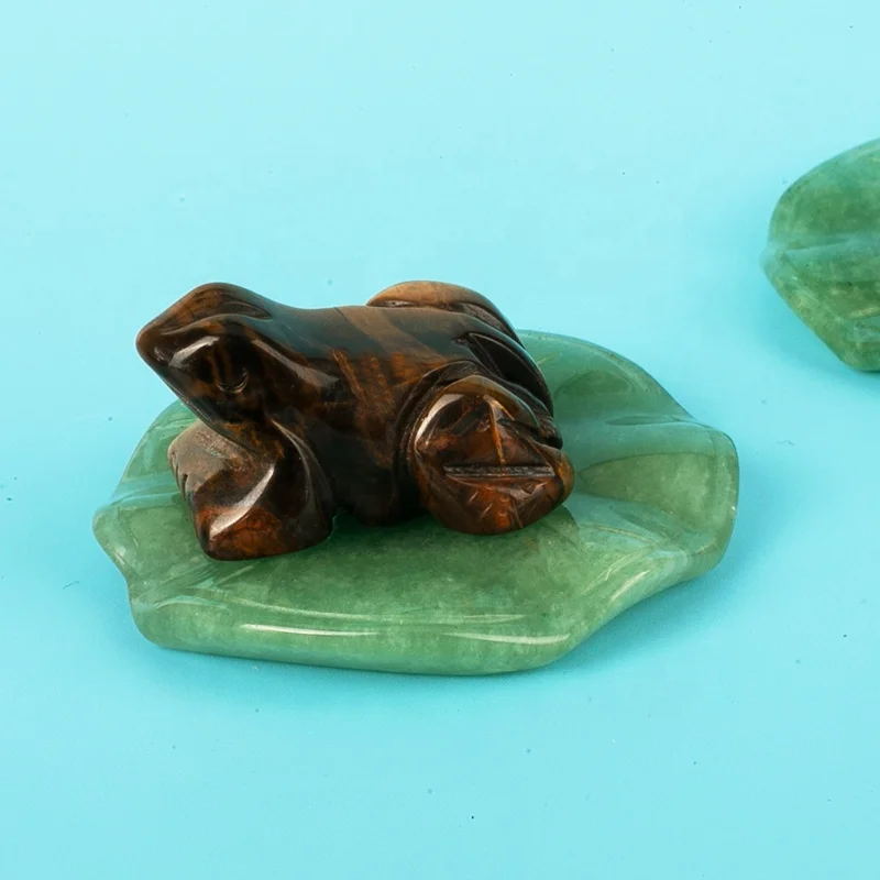 Natural crystal frog healing stone statue, 3.87cm handmade carved pocket animal room decoration gemstone