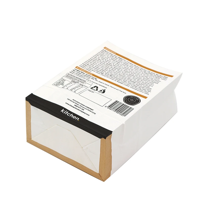 Custom Printed Bakery Bread Packaging Bag Sandwich with Flat Bottom Letterbox Boxes Paper Kraft Paper 8 Color Flexo Printing