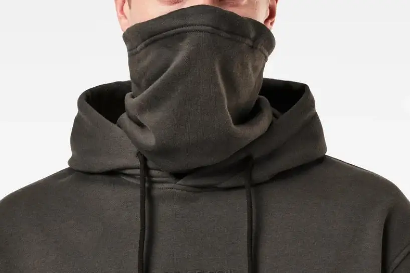 Custom Oversized Face Cover Maskes snood Hoodie Men Blank Thick Fleece Cotton Pullover Ninja Hoodies With Masked