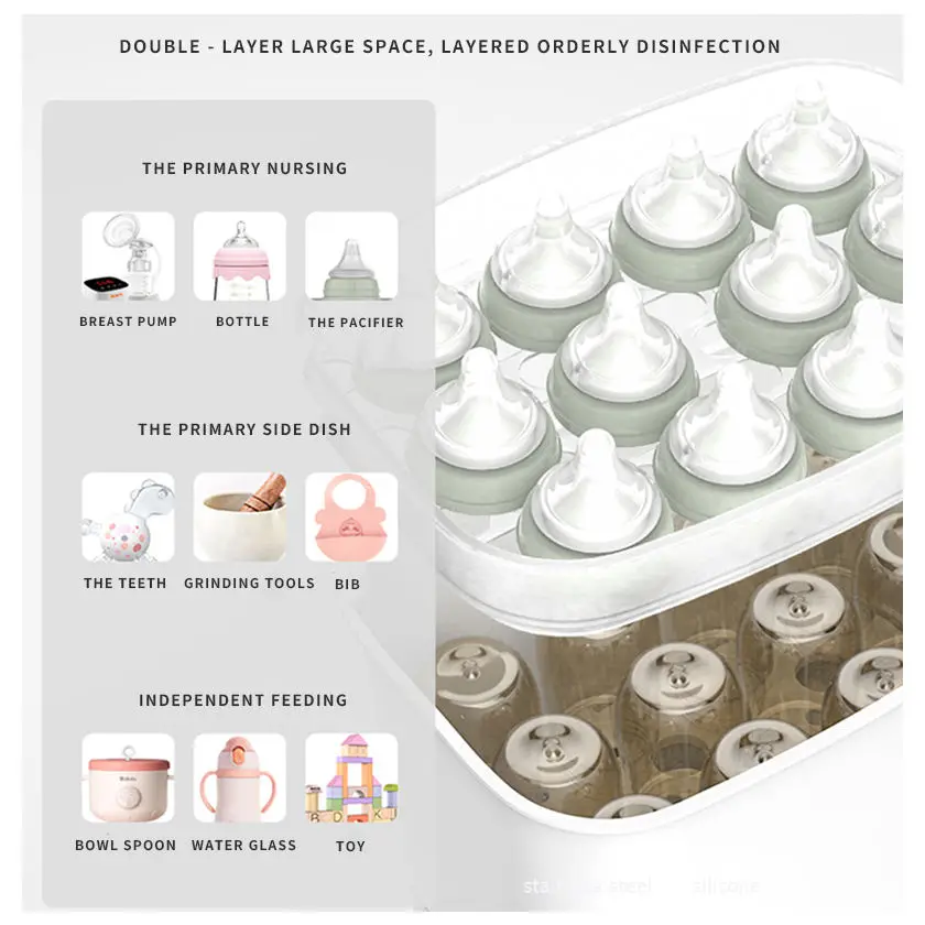 Digital Milk Bottle Steriliser Baby Bottle Warmer Big Capacity Baby Bottle Sterilizers And Dryer