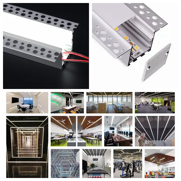 74mm * 35mm Pre-Built Model Double Lace Linear Light Recessed led Linear Light Aluminum Ceiling Linear Light with Slot