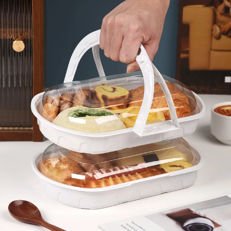 Disposable portable picnic box Afternoon tea dessert cake packing box Spring camping bento light food blister box