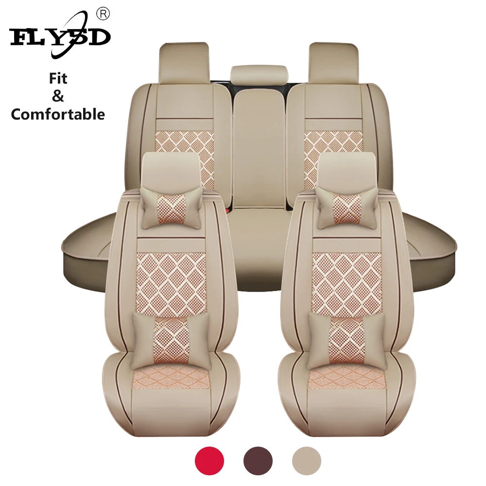  Fly5D оптовая продажа автомобильных светодиодных фар чехлы для сидений автомобиля Универсальный 5-местный искусственная кожа и сетчатый материал протектор подушка