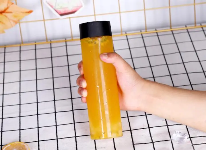 Cold brew tea bottle drink bottle 500ml plastic transparent milk bottle