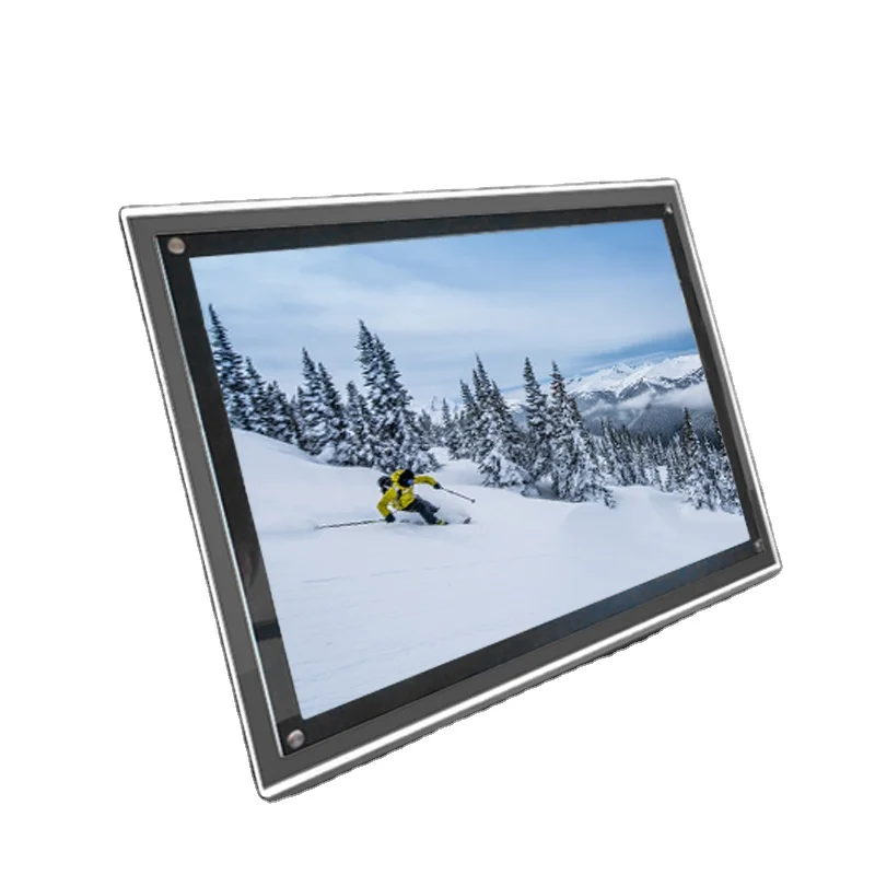 Customized size ultra slim glass wall mounted hanging acrylic led photo frames wholesale