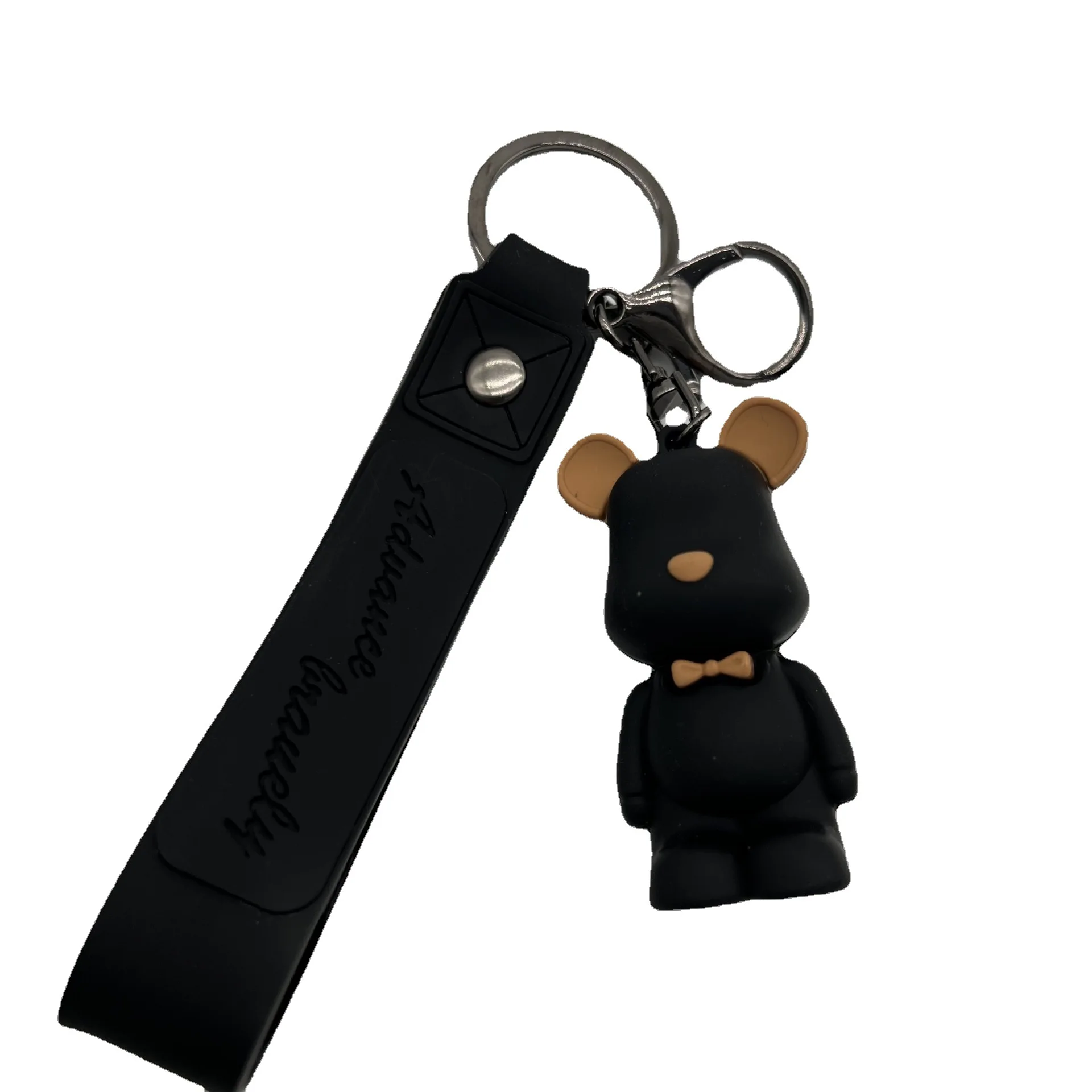 Wholesale Creative cartoon Nordic bow tie violent bear PVC keychain car bag small gift for men and women keychain