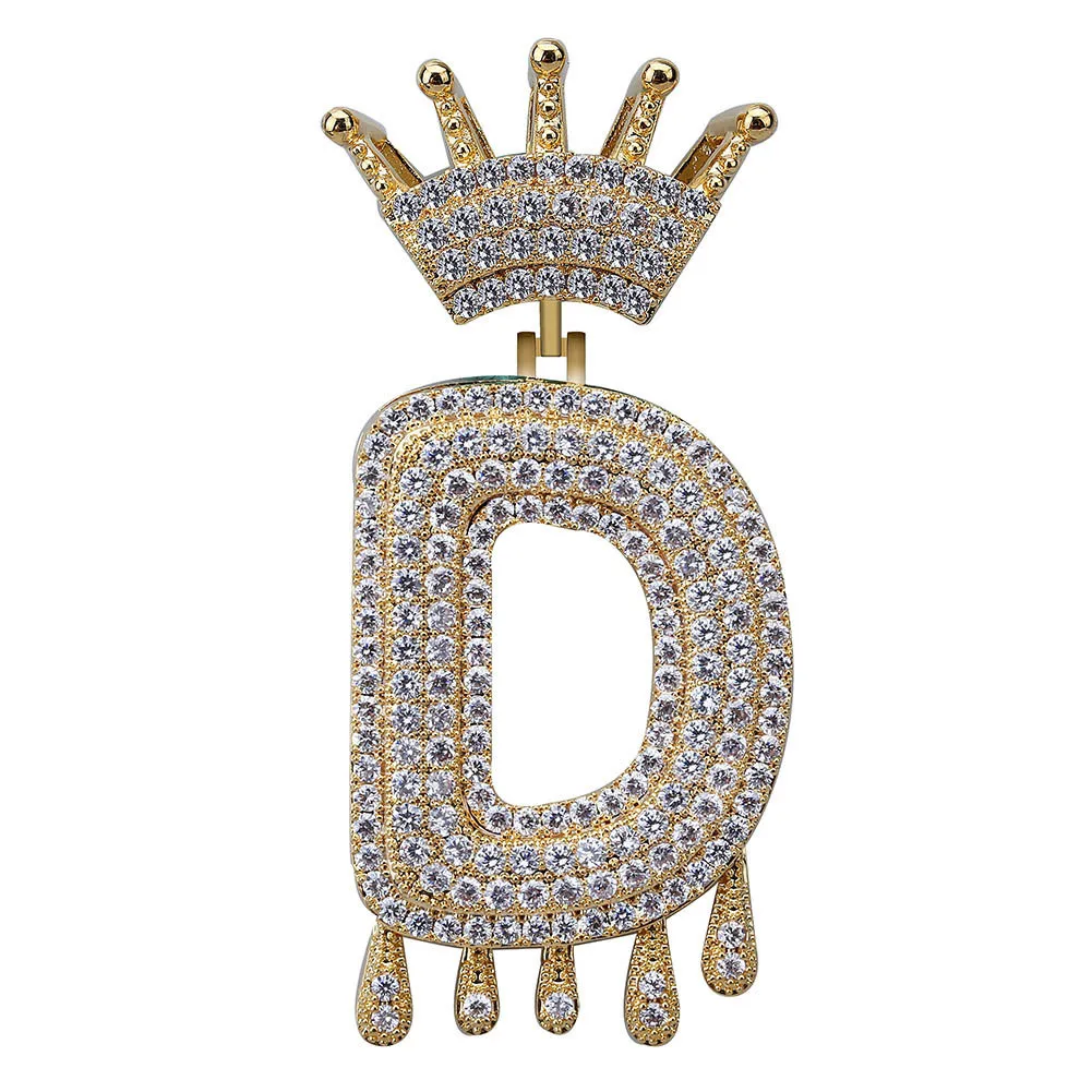 Fashion retro crown English letter hip hop Pendant with zircon tide brand Necklace Pendant