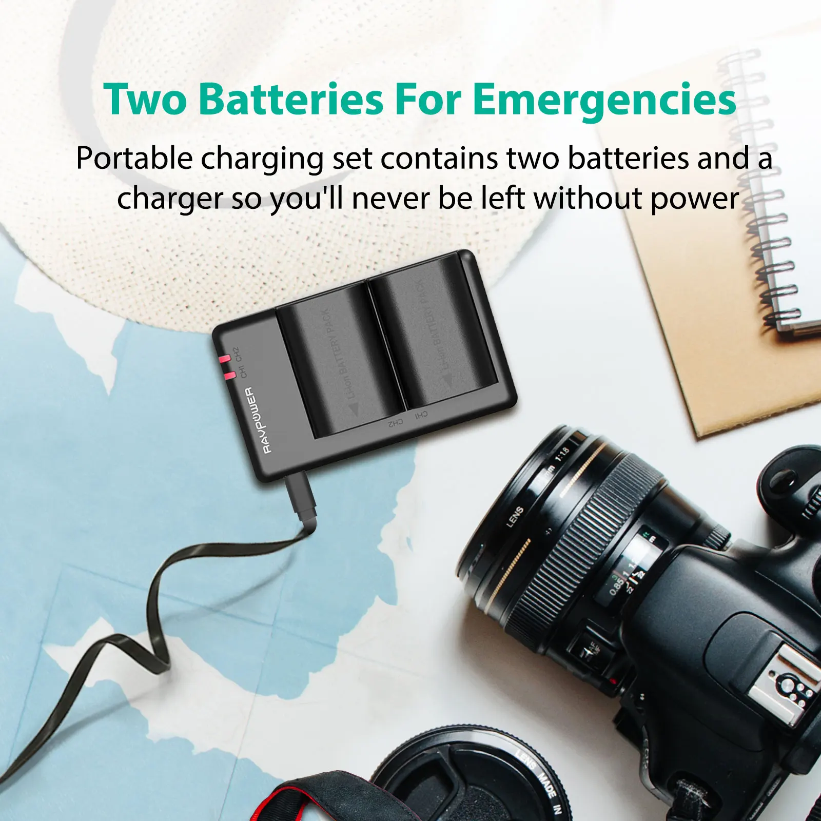 RAVPower RP-BC003 LP-E6 charger camera With camera battery Suitable for all kinds of cameras
