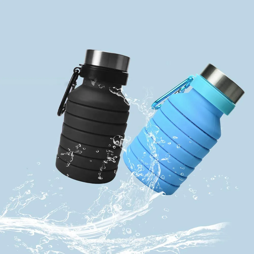  Оптовая продажа фирменная торговая марка не содержит Бисфенол А силиконовая складная бутылка для воды кемпинга