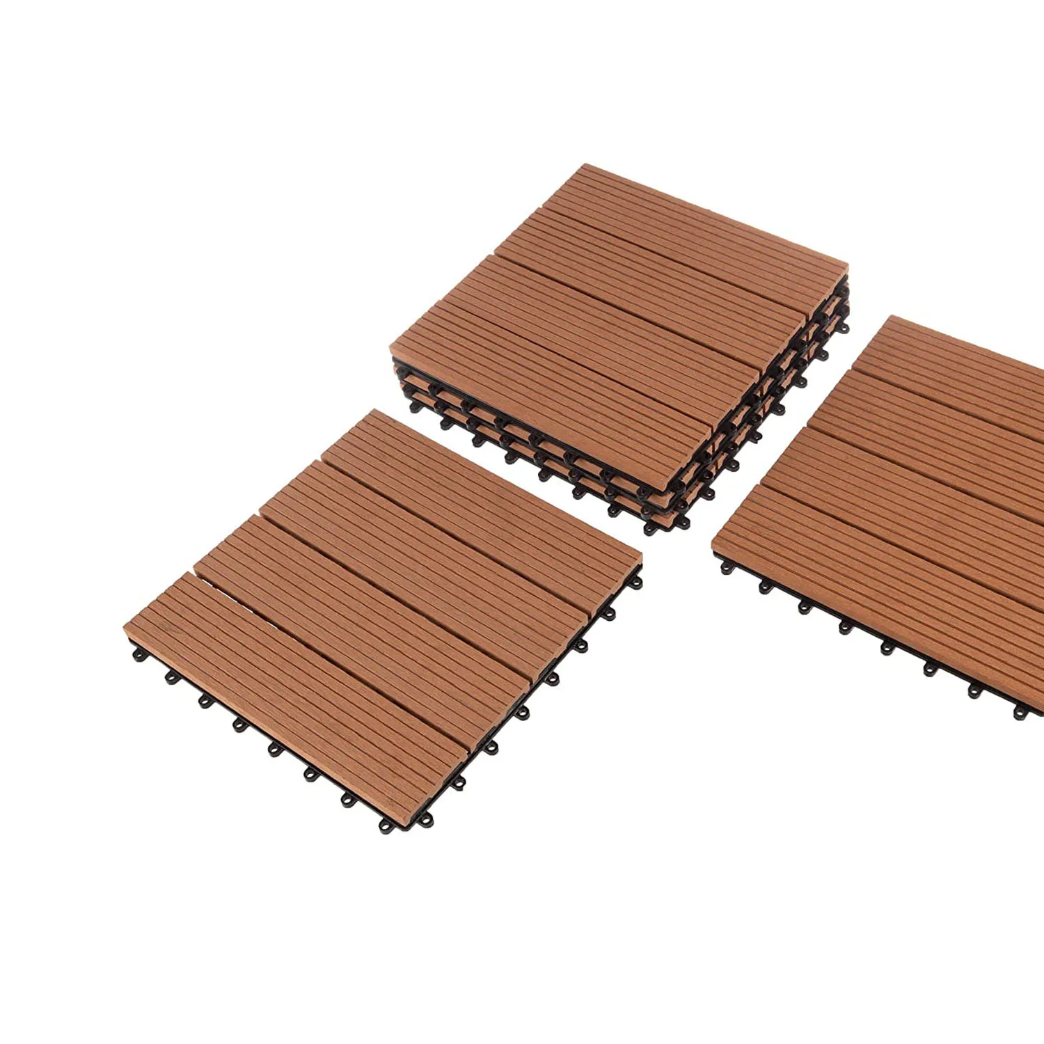 Interlocking outdoor decking non-slip plastic wood wpc flooring tiles engineered flooring