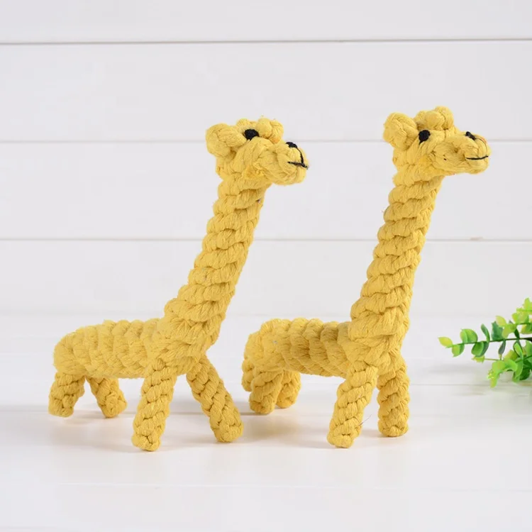 2024 yellow Cotton Rope Chewing Giraffe shape Cute Pet giraffe dog toy