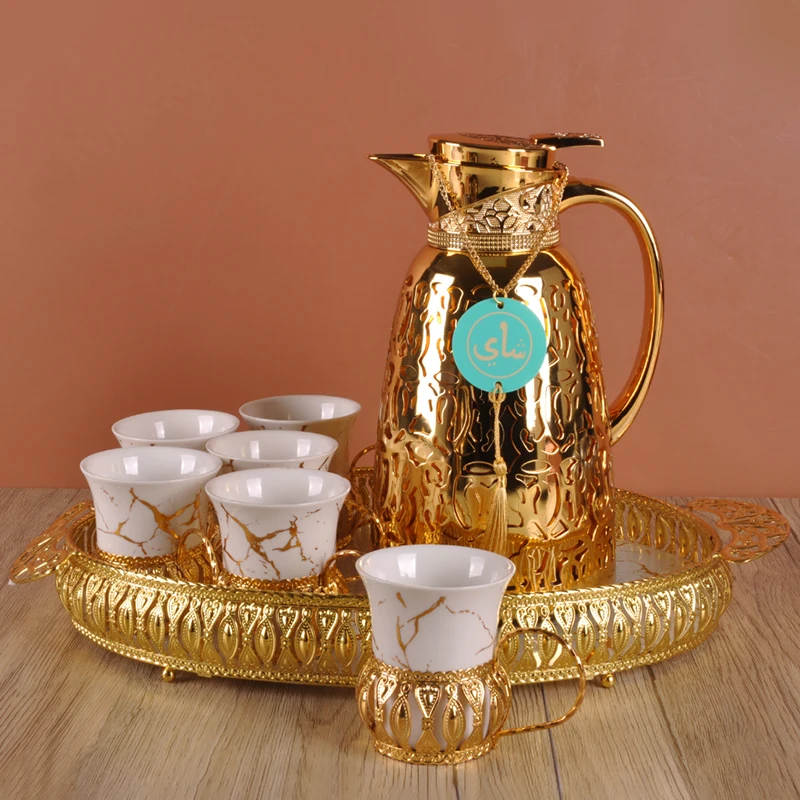 Household Utensils Pots Dubai Gold Glass Inner Thermos Vacuum Flask Jug Arabic Tea Coffee Pot Dallah
