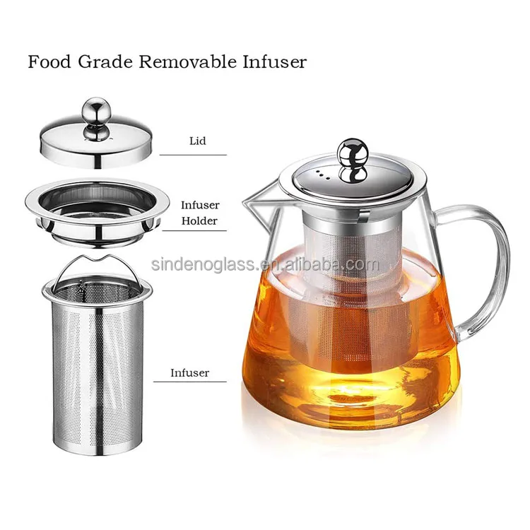 Borosilicate Glass Blooming Tea Maker  550ml 750ml 950ml 1300ml Glass Teapot With Infuser