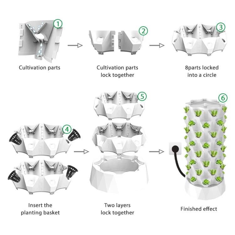Hydroponics Growing System Vertical Farming Rotating Tower Aeroponic Tower Planting System With Grow Light