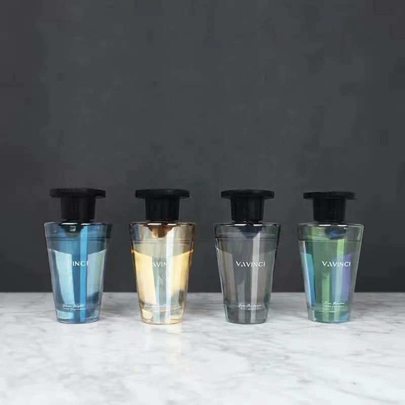 Wholesale High Quality 100ml 150ml 200Ml Iridescent Inverted Cone Glass Reed Diffuser Glass Bottle With Rattan Sticks