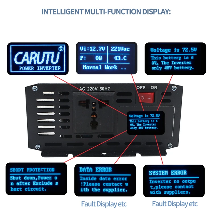 1000 watt Voltage Converter 12VDC to  220 VAC Power Inverter Car Micro Inverter