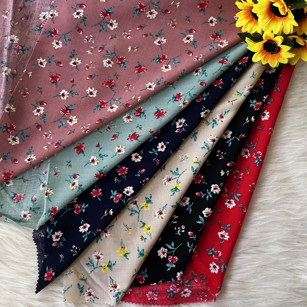 Изготовленный на заказ цвет простой стиль цветочный узор тканый запас много вискоза печатная ткань для одежды