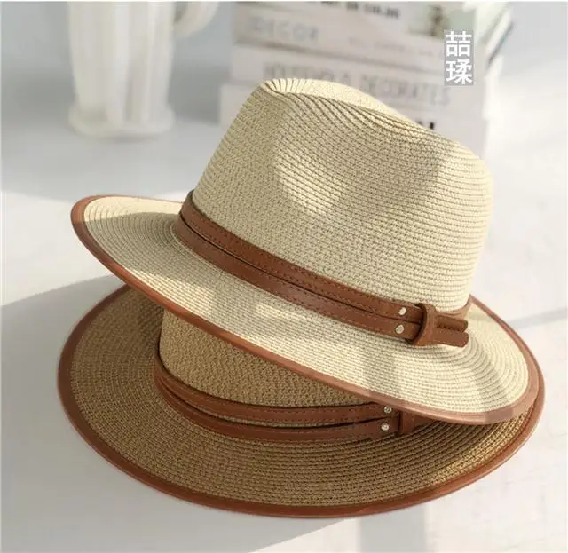 British style belt wrapped jazz straw hat summer travel sun visor holiday leisure Joker beach hat for  female