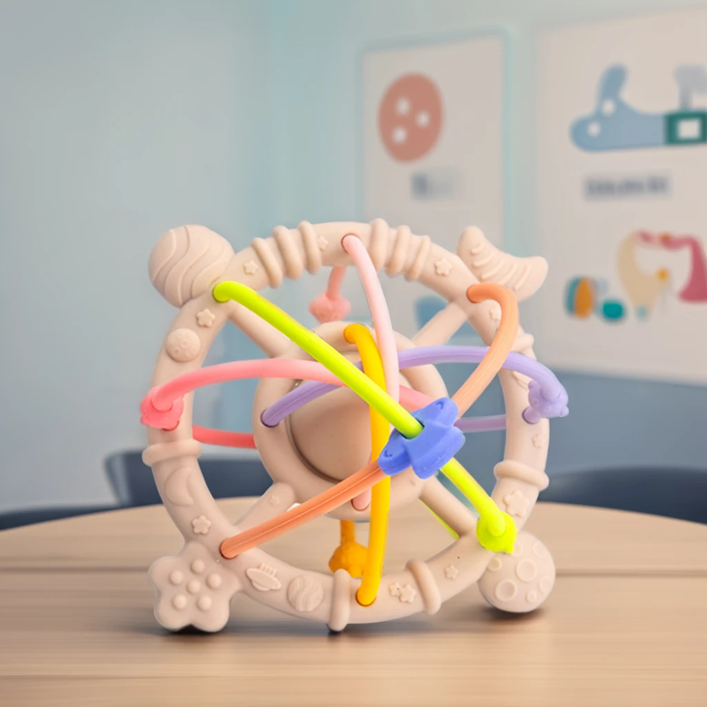 Hot Sale Soft Silicone Baby Teether Rattle Chew Toy Musical Newborn Sensory Toys for Kids