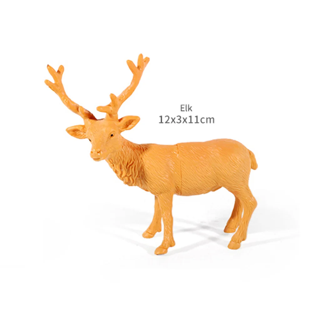 Promotional 6 PCS Plastic Play Realistic Jungle Farm Forest 5 Inches Elk Yak Sheep Figures Wild Zoo Animal Set Toy For Children