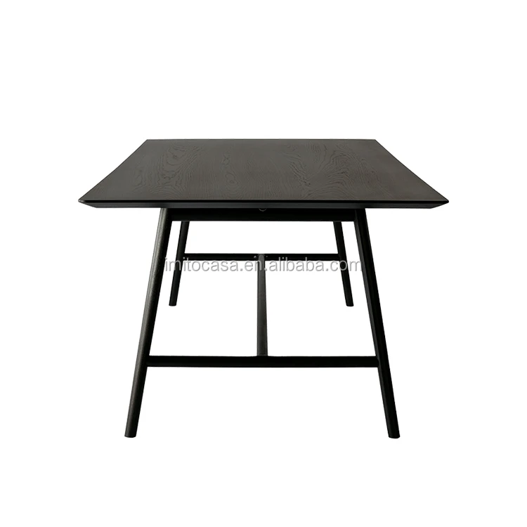 
Italy High Quality Black Solid Wood Dining Table On Sale European Simple Design Rectangular Dining Table For 6 People Hot Sale 