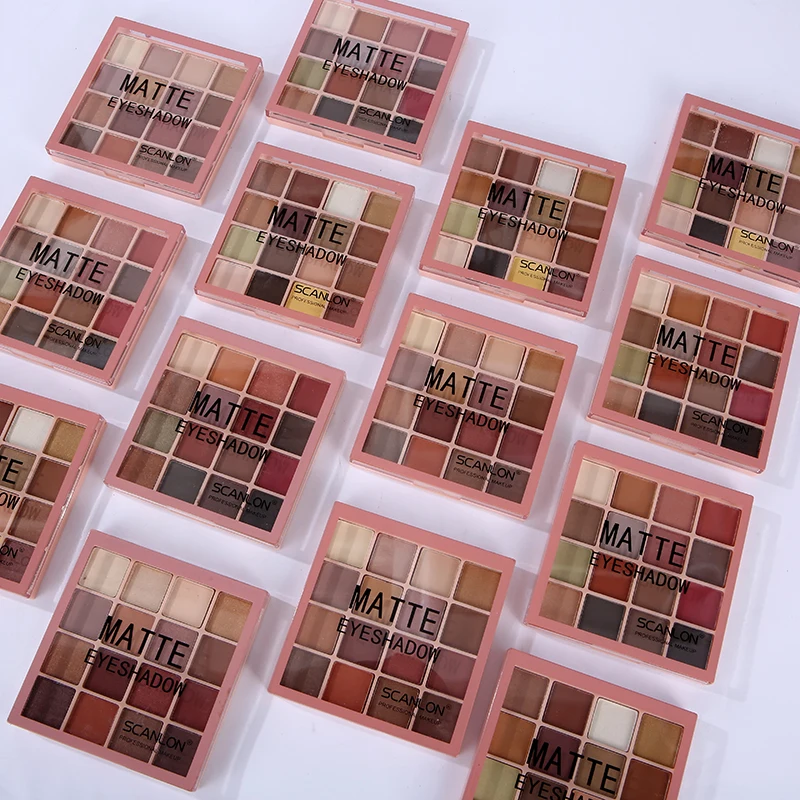 Fashion Eyeshadow Palette Pigmented Golden Silver Gray Yellow Brown 16 Colors Mineral Vegan Matte Eye Shadow Palette OEM Custom