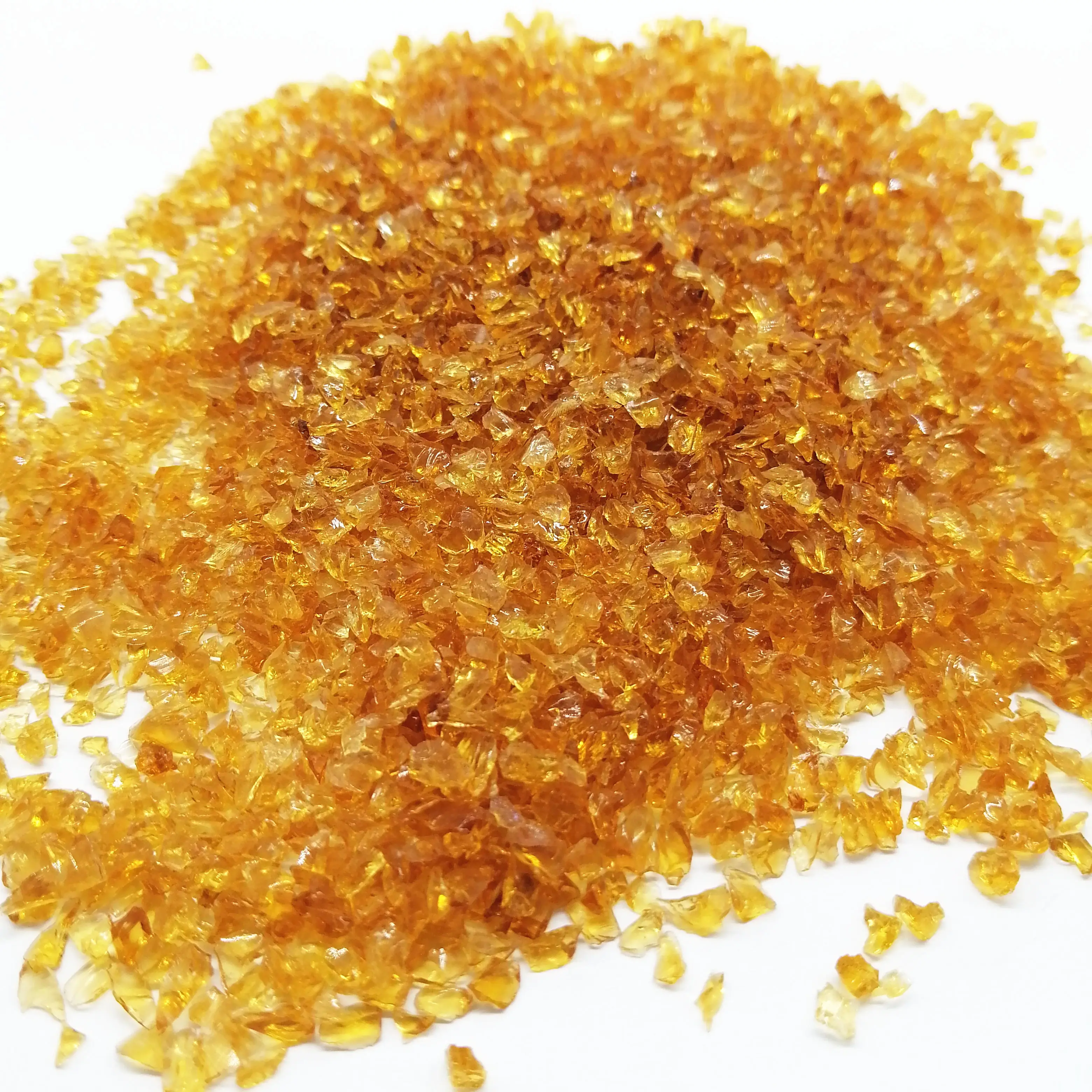 Hot sale manufacturer amber 1-3mm aggregate broken crushed glass chips used for terrazzo floor and tile
