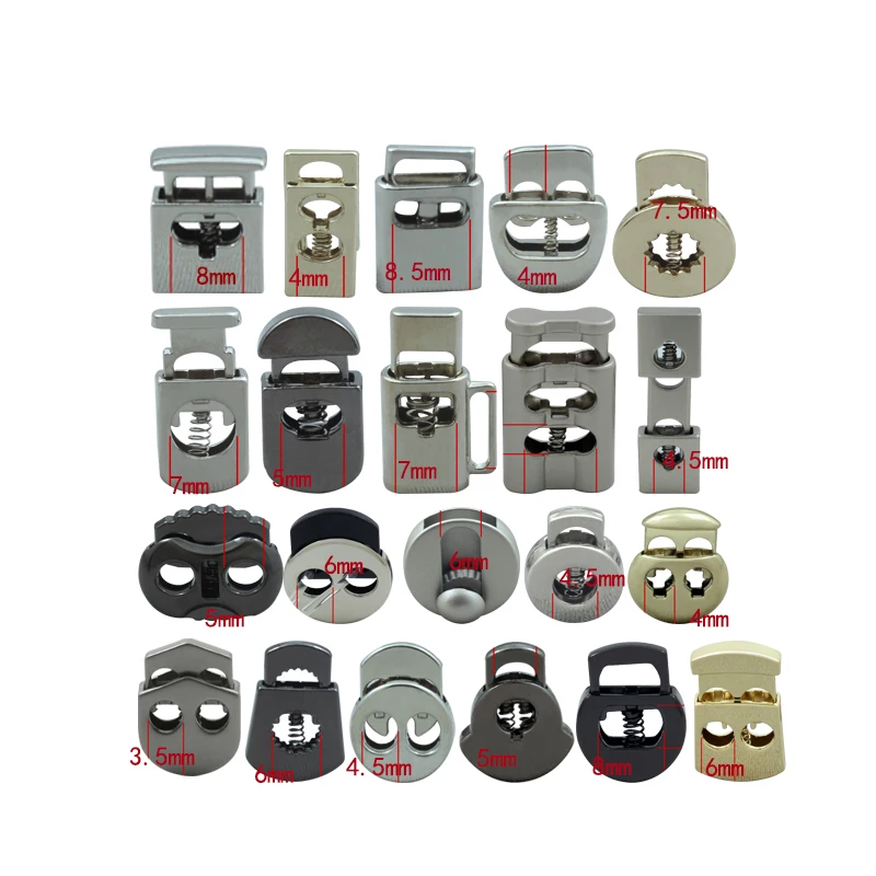 Customize zinc alloy metal cord end caps locking extension line lock large hole stopper gold silver and back buckles