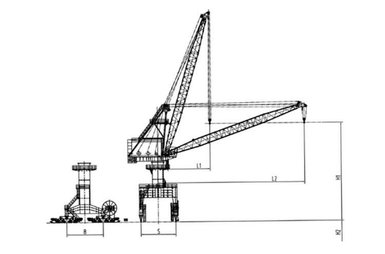 Single Jib Level Luffing Crane Port Crane 360 Degree Rotating