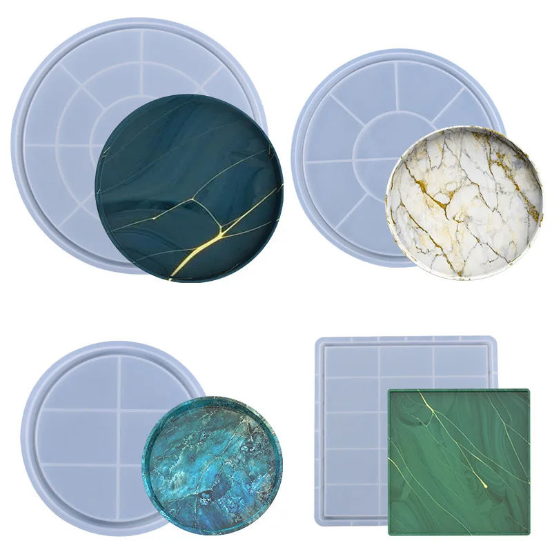 Wholesale Home Decoration DIY Fruit Plate Dish Tray Crystal Plaster Epoxy Resin Silicone Mold