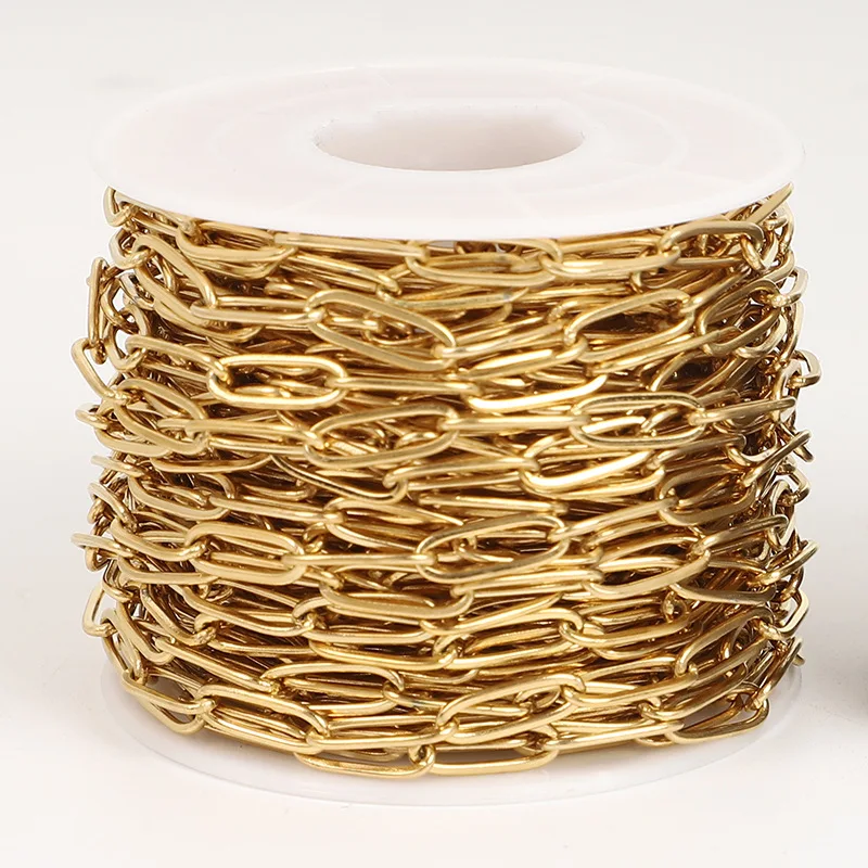 tarnish free stainless steel chain jewelry components & findings 18k gold oval flat link chain