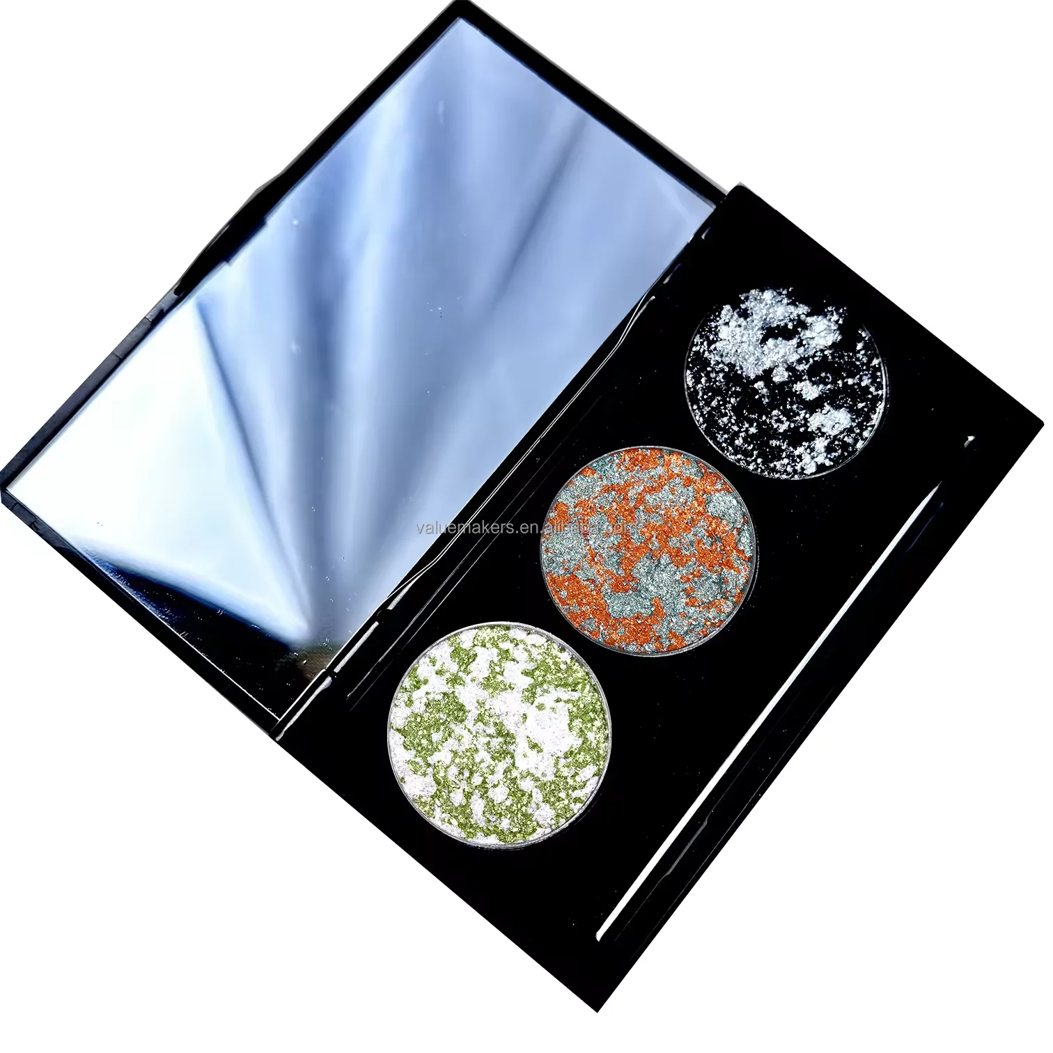 Private label 38 colors DIY eyeshadow palette 3-6 pan your own design multicolored diamond eyeshadow duochrome rainbow eyeshadow